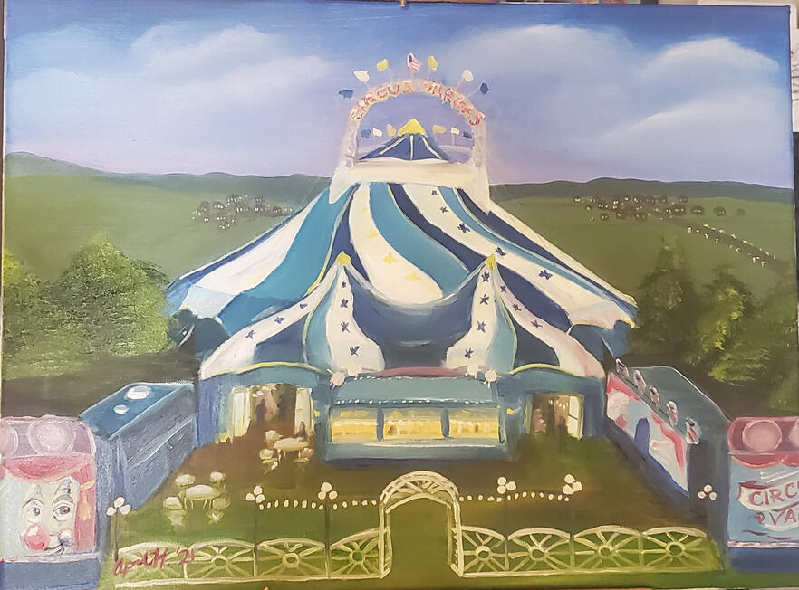 Circus Vargas oil painting